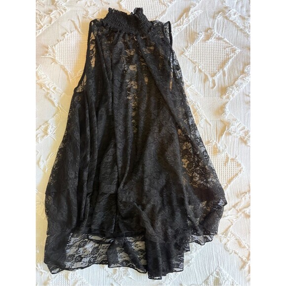 Free People Tops - Free People Black Sheer Lace Smocked Neck Tank